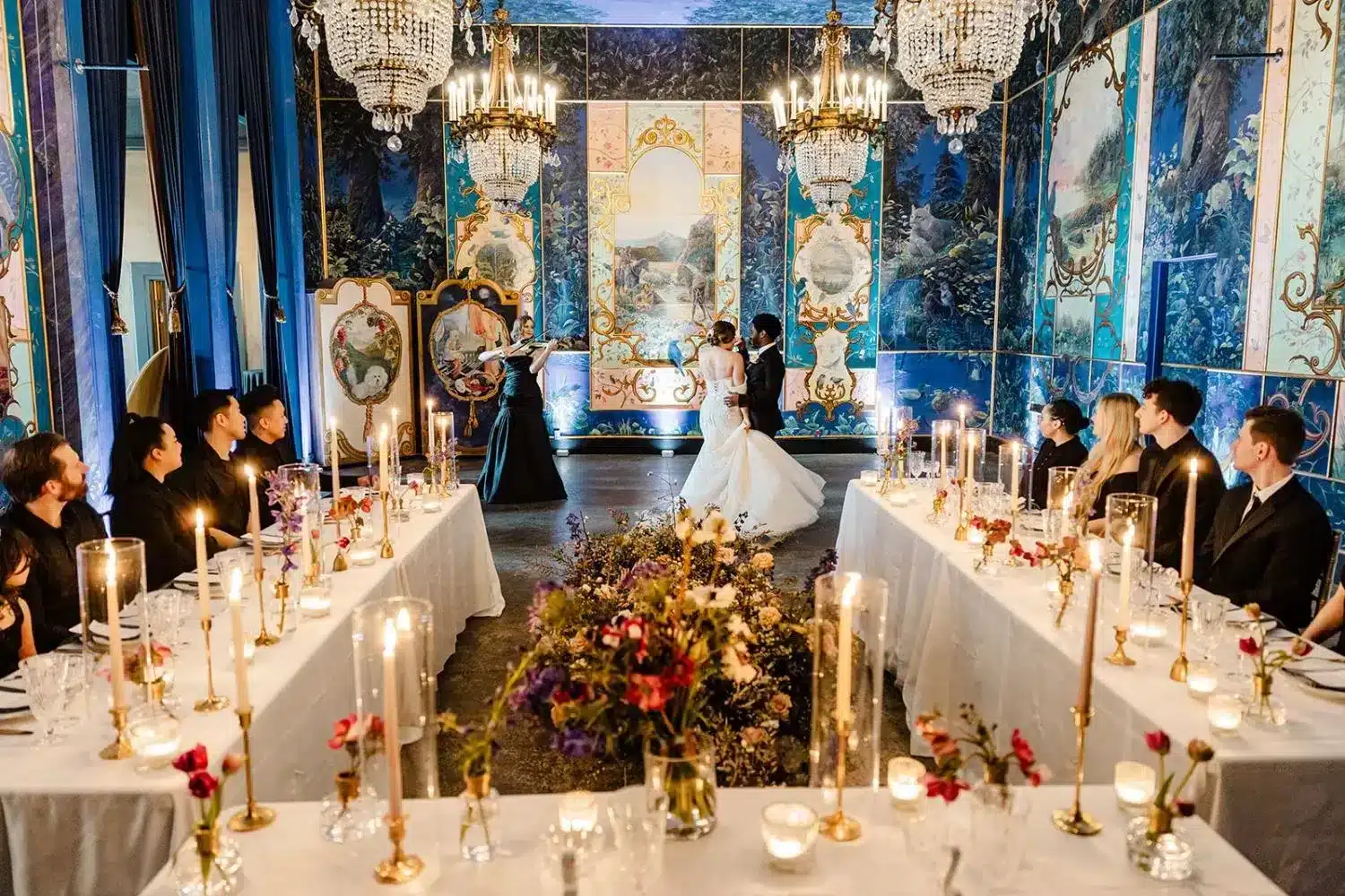 Candlelit wedding dinner planned and coordinated by Landmark Event Co. at The Ruins in Seattle